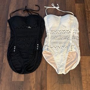 Robin piccone size 8 bathing suit black and white bundle